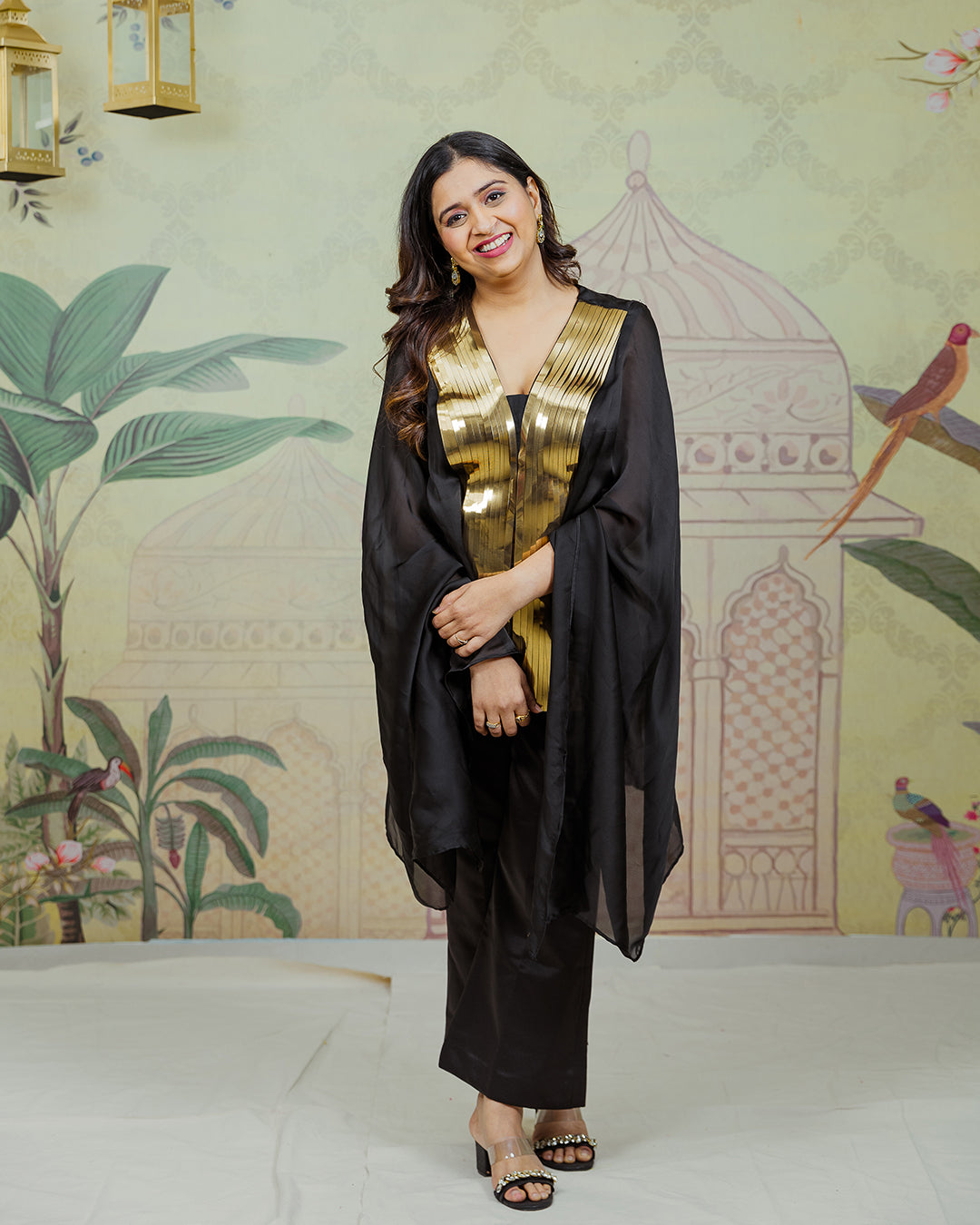 Black Metallic Top and Pants Preloved