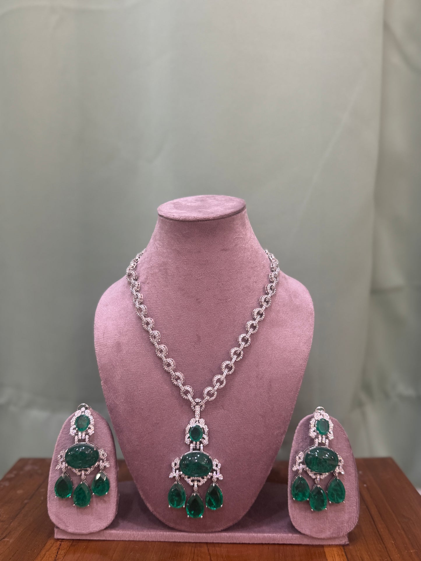 Green Stone Diamond Necklace