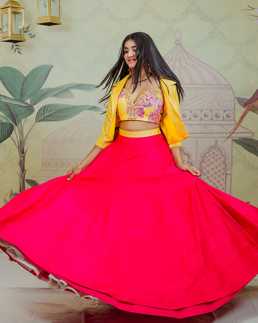 Yellow Jacket and Pink Lehenga Preloved