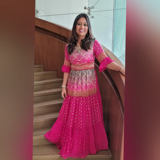 Bandhani Floor Length Dress -Preloved